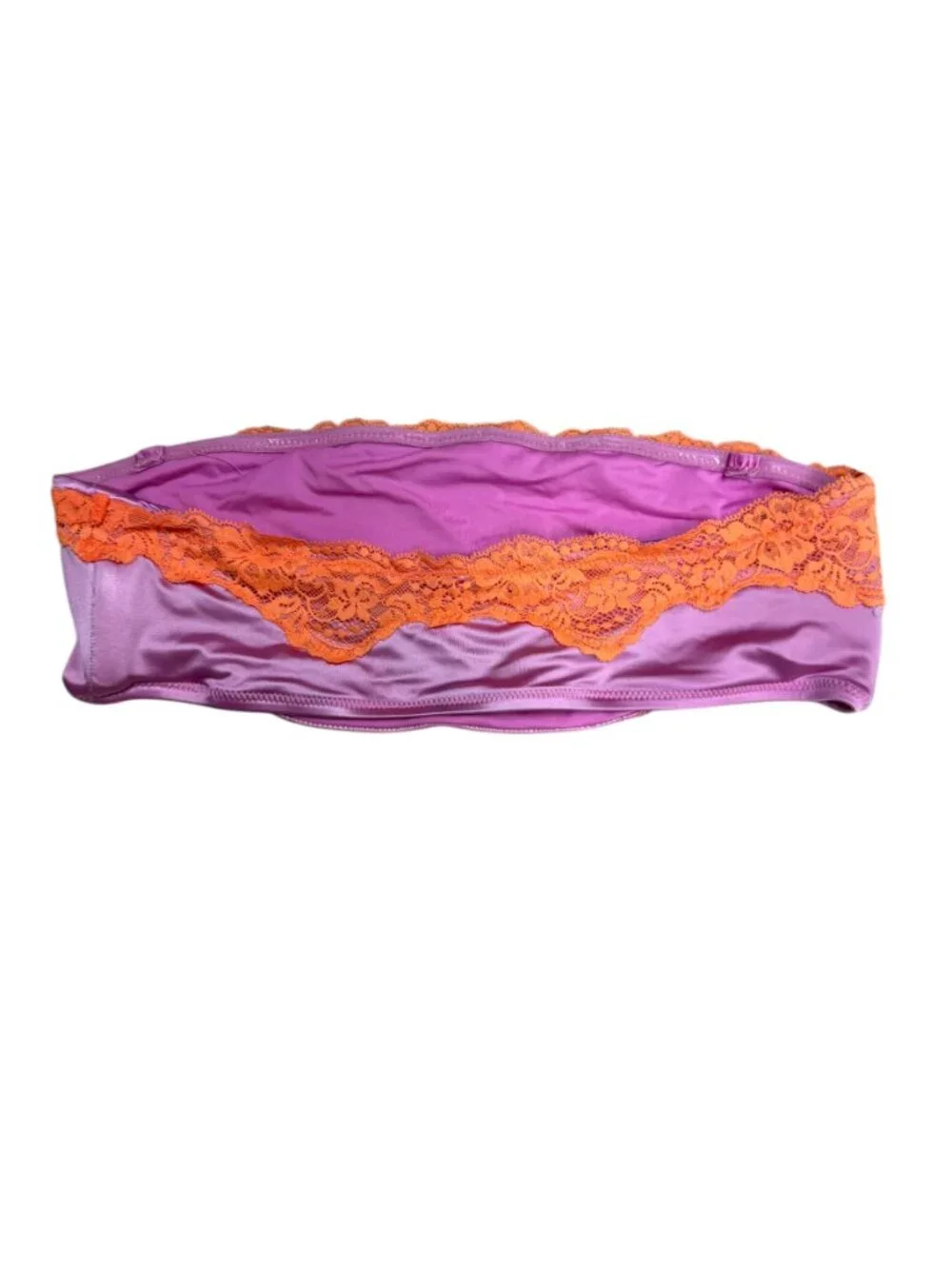 SKIMS Lace Trim Bandeau Bikini Top Pink Orange Size M VGUC
